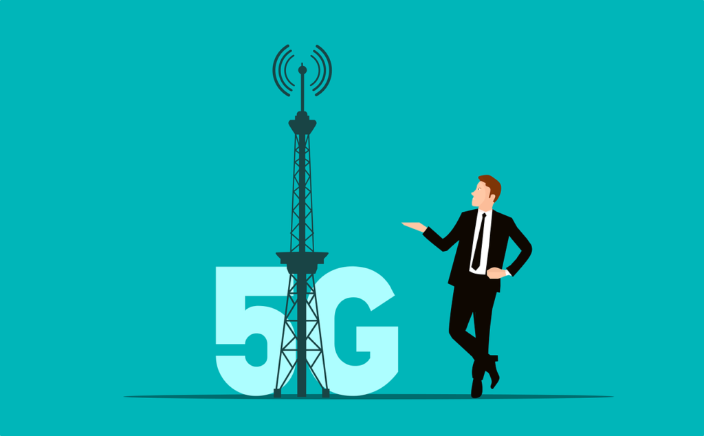 A man shows off the power of 5G